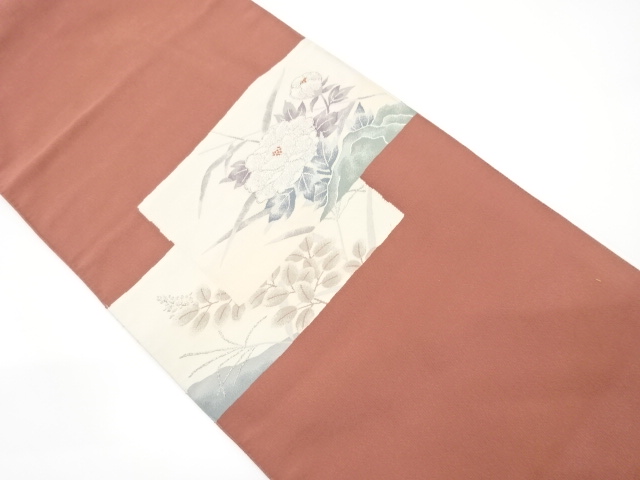 綴れ　牡丹に萩模様織り出し名古屋帯